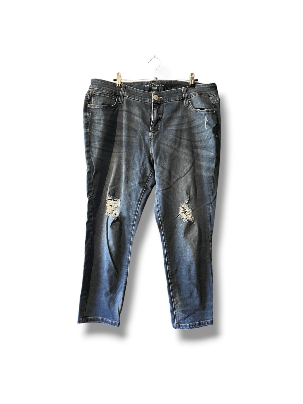 Plus Size Distressed Ankle Skinny Jeans